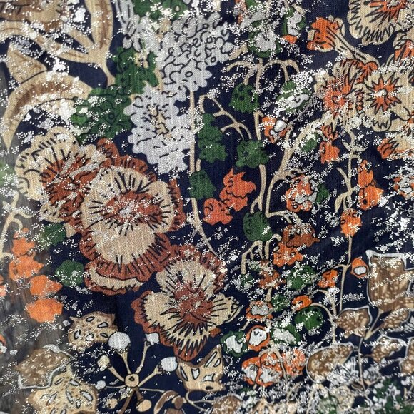 O.P.T. Smocked Cottagecore Renn Faire Maiden Midi Dress Medium Shimmer Floral - Picture 5 of 10